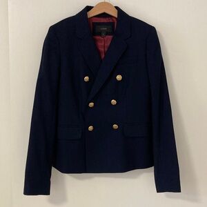J. Crew Wool Blazer Jacket with Brass Buttons Navy size 0